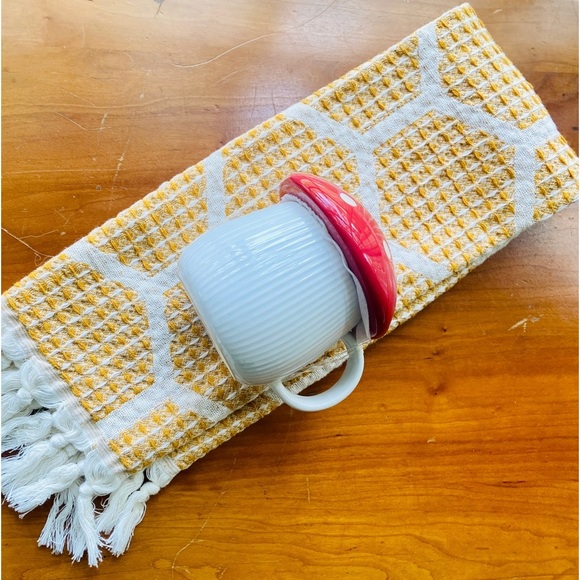 Cheerful SET Mushroom Coffee Mug Organic Cotton Modern Hive Towel Yellow Softie - Picture 13 of 16